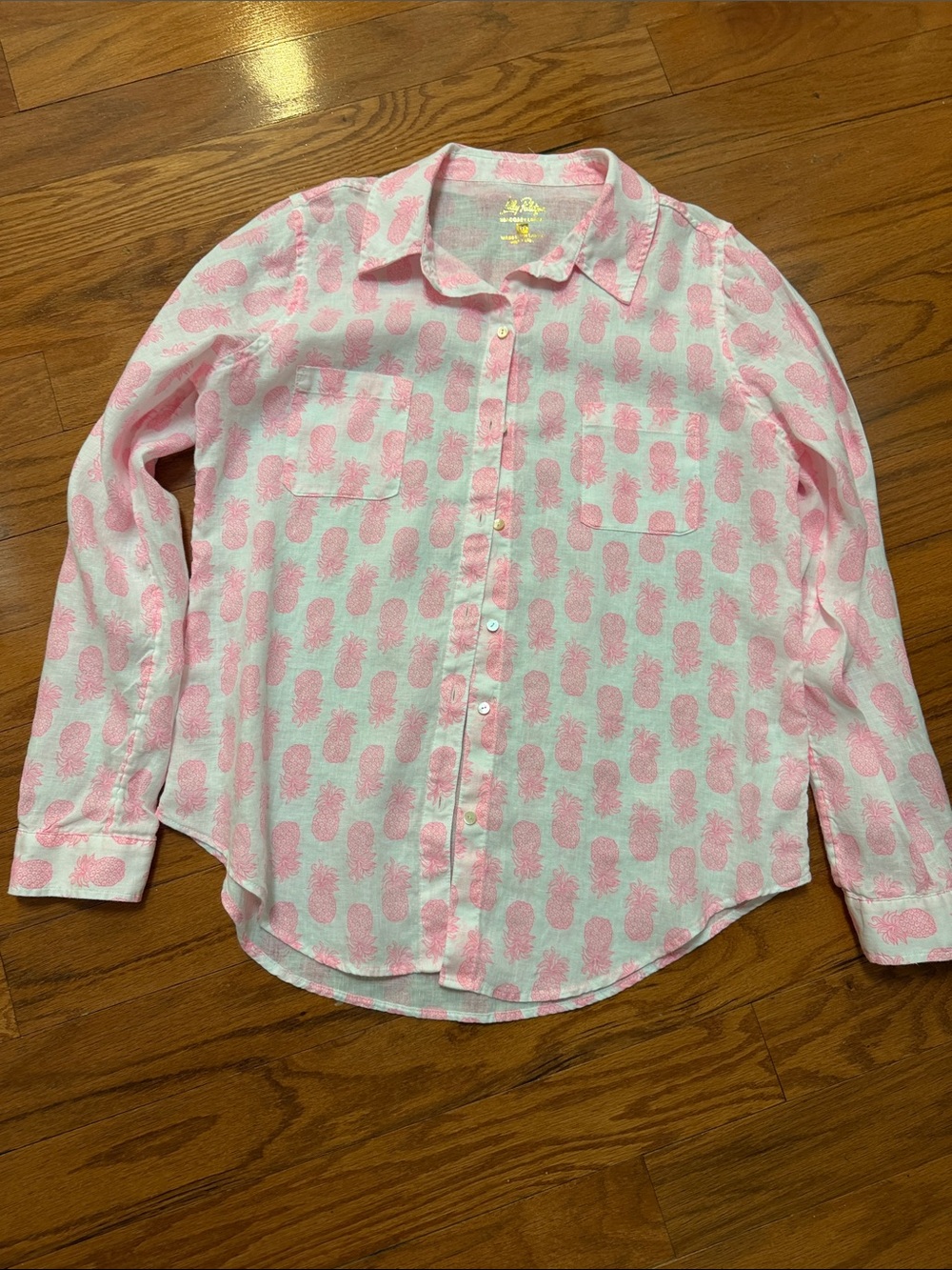 Lilly Pulitzer Pink Pineapple linen Button-Down Shirt